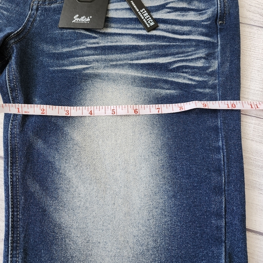 Men's Stretch Blue Denim Shorts Skinny Fit - Picture 6 of 10